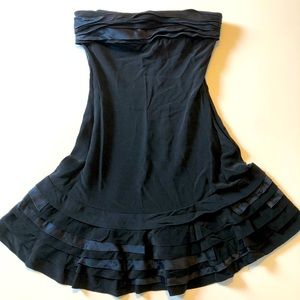 black silk strapless dress